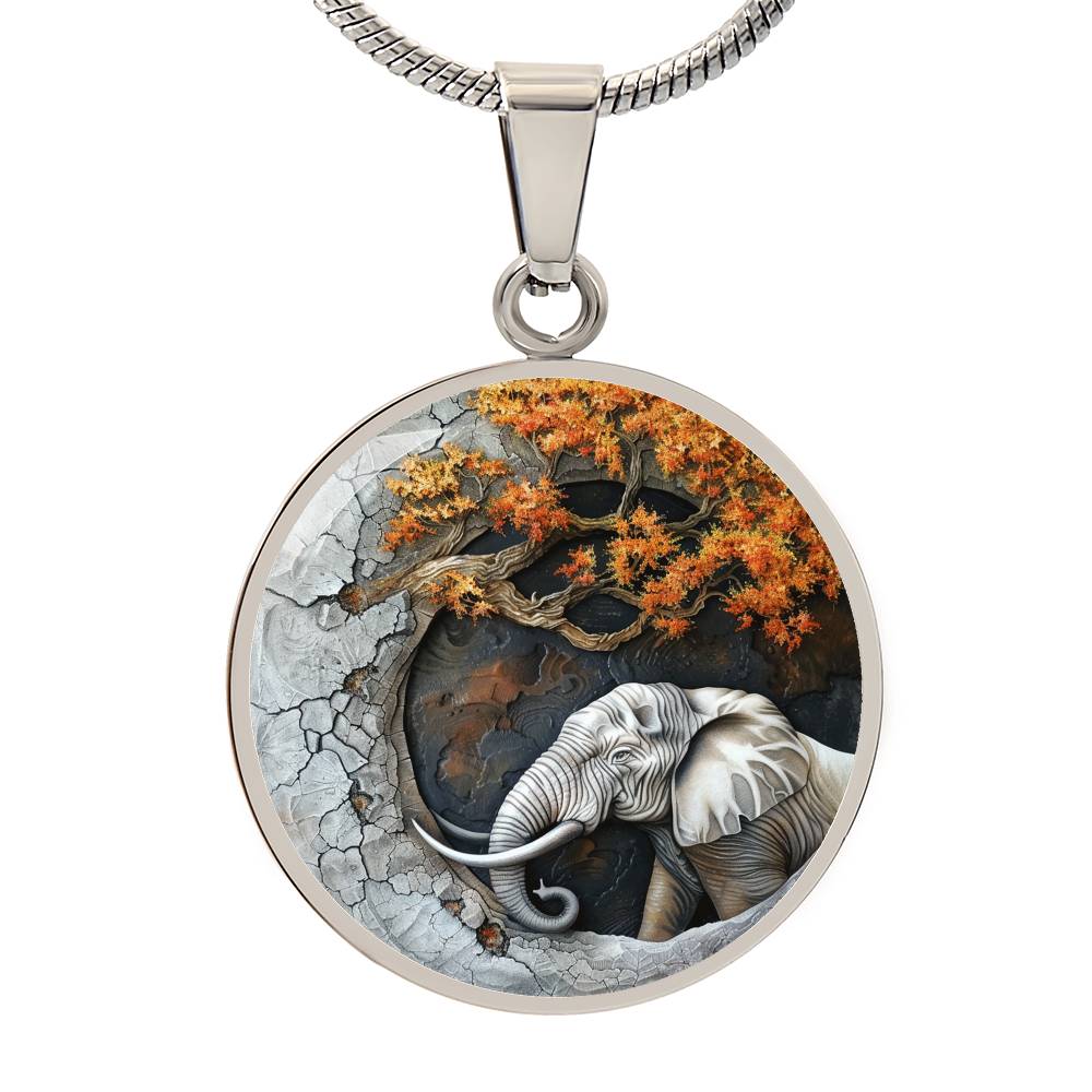 The Wise Elephant Circle Pendant Necklace