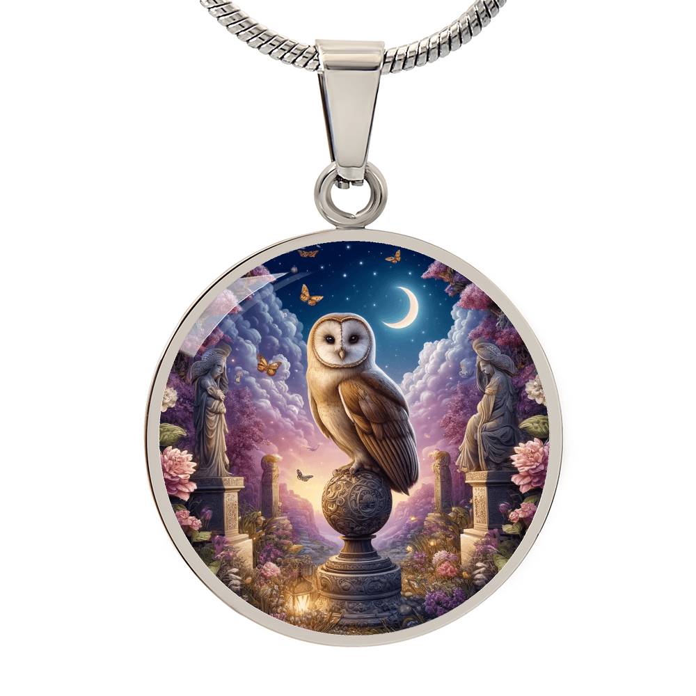 The Hidden Garden Owl Circle Pendant Necklace