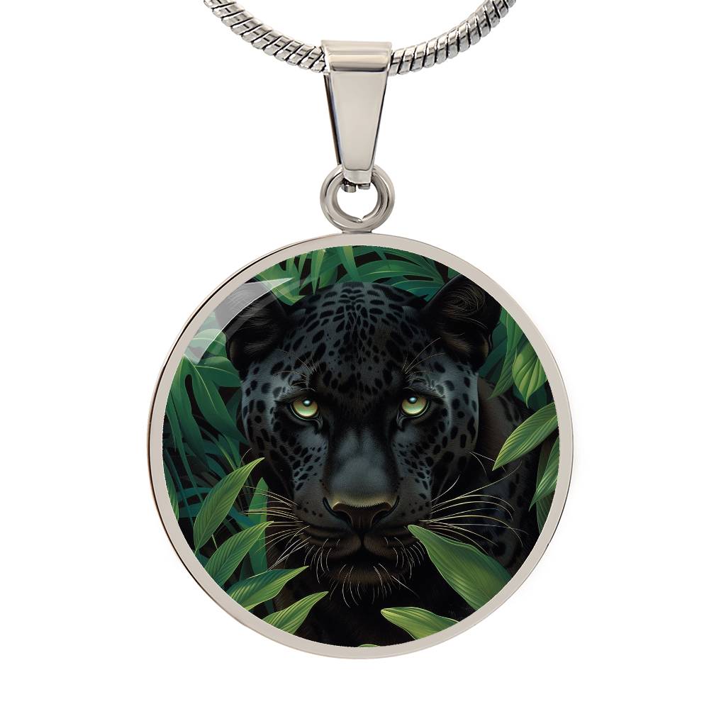 The Jungle Panther Circle Pendant Necklace