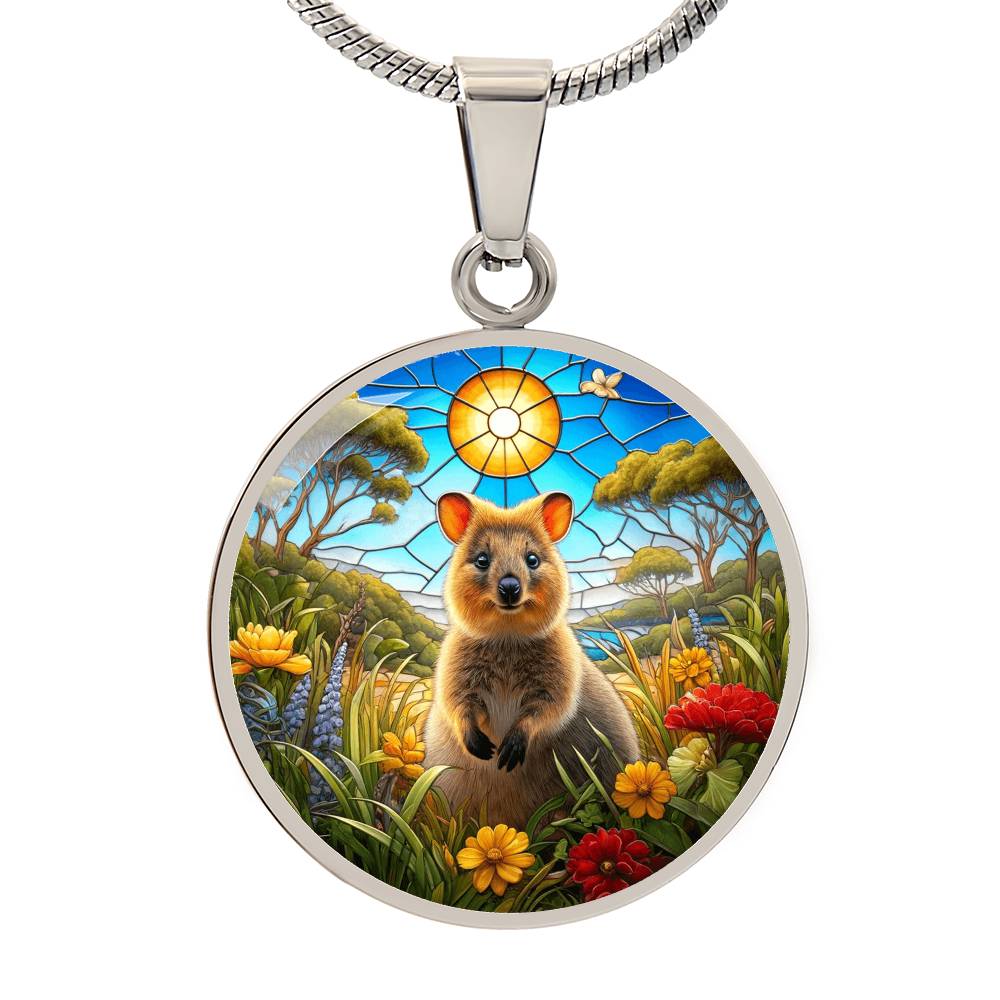 The Sunlit Quokka Circle Pendant Necklace