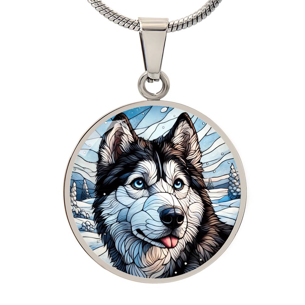 The Snowy Husky Pendant Necklace