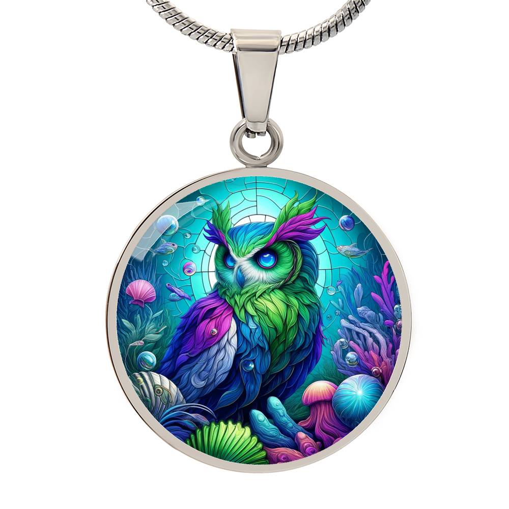 The Reef Owl Circle Pendant Necklace