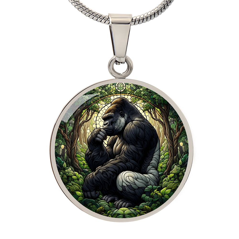 The Majestic Gorilla Circle Pendant Necklace