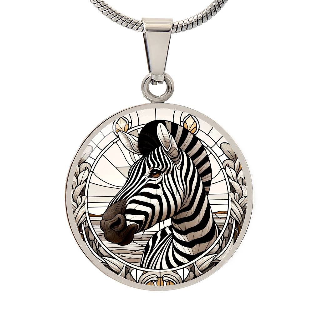 The Zebra Circle Pendant Necklace