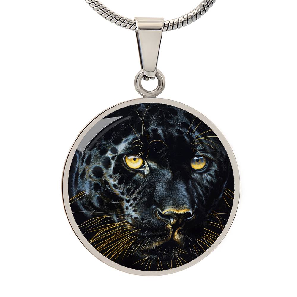 The Enigmatic Panther Circle Pendant Necklace