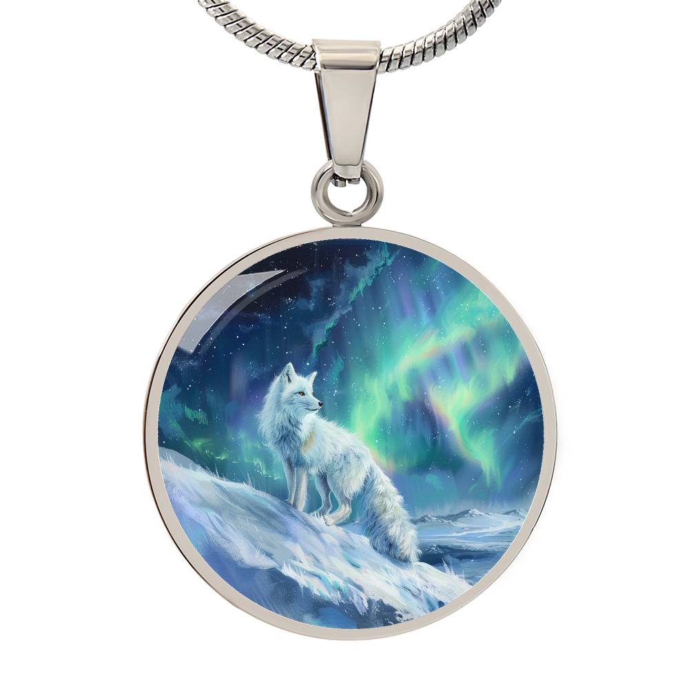 The Aurora Fox Circle Pendant Necklace