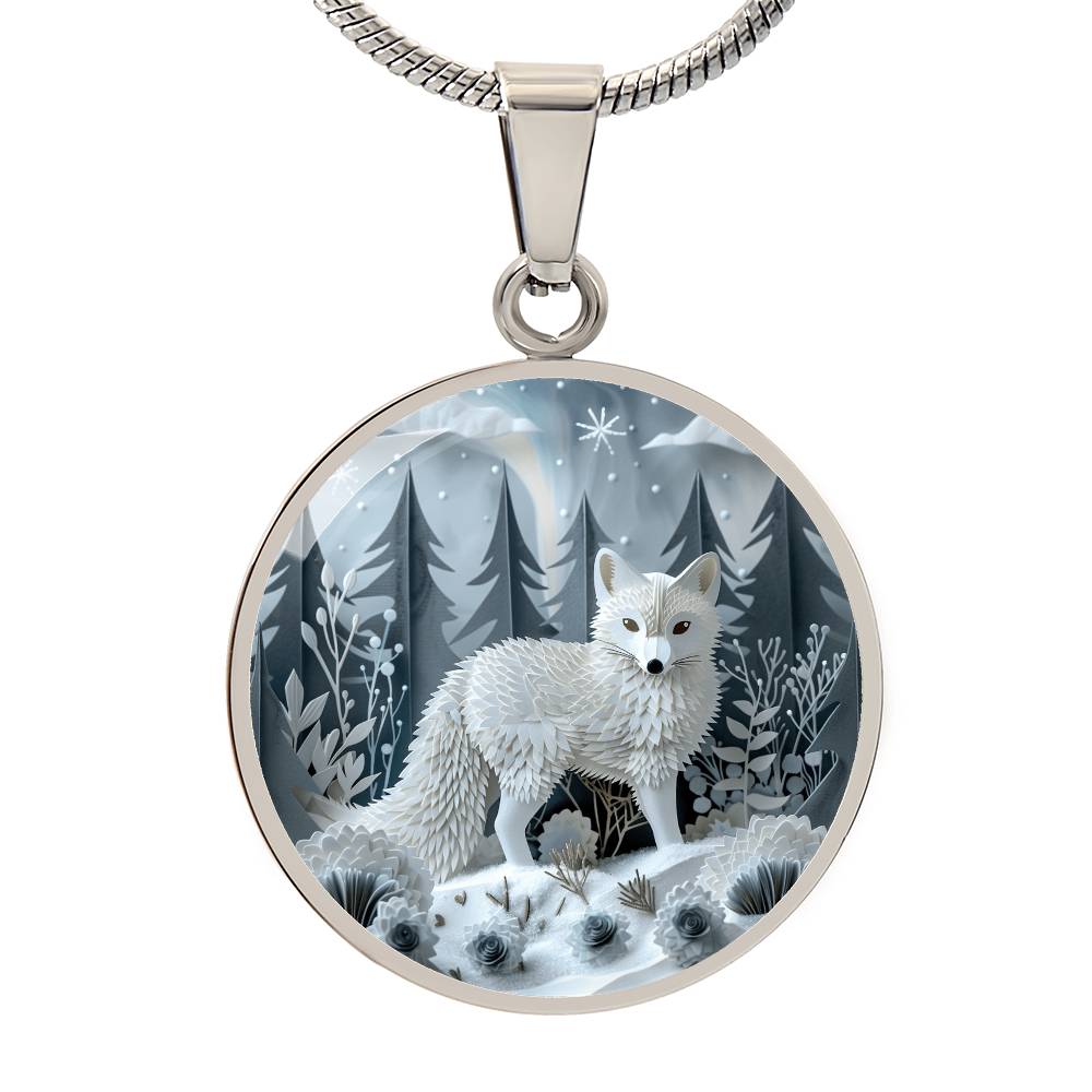 The Winter Fox Circle Pendant Necklace