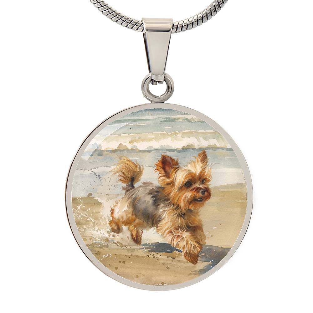 The Beach Yorkie Pendant Necklace