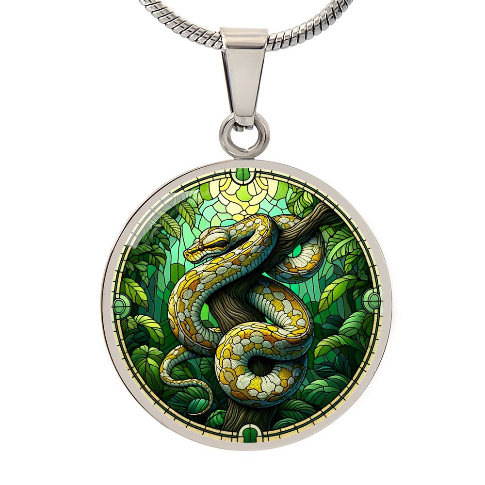 The Burmese Python Circle Pendant Necklace