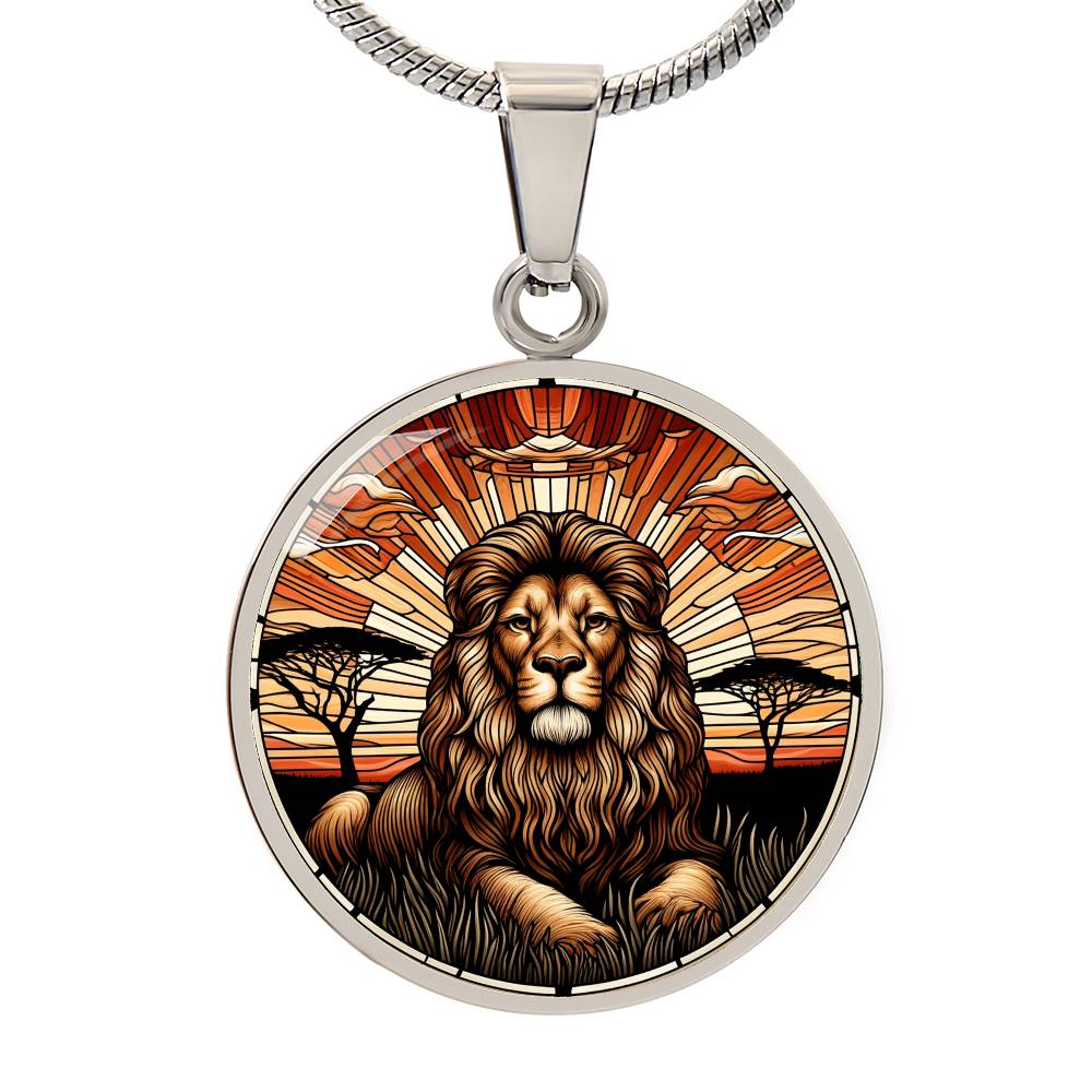 The Regal Lion Circle Pendant Necklace