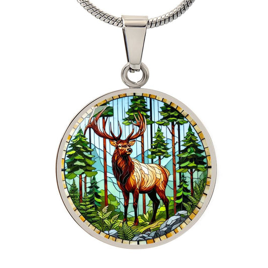 The Majestic Elk Circle Pendant Necklace