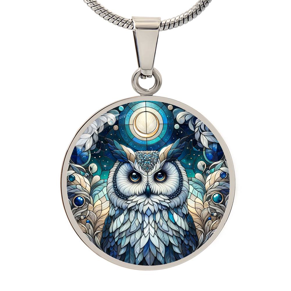 The Blue Owl Circle Pendant Necklace