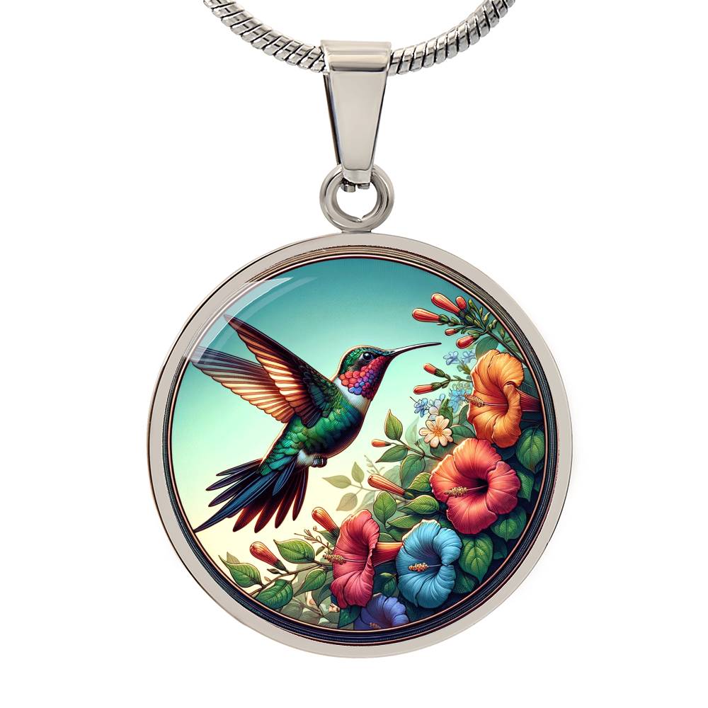 The Hummingbird Circle Pendant Necklace