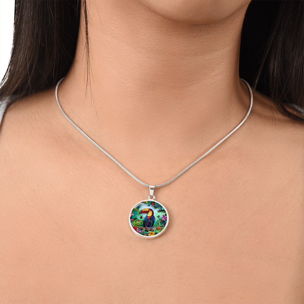 The Tropical Toucan Circle Pendant Necklace