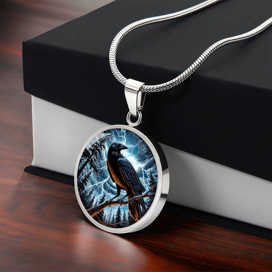 The Storm Raven Circle Pendant Necklace