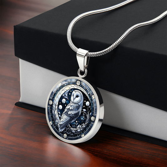 The Moon Owl Circle Pendant Necklace