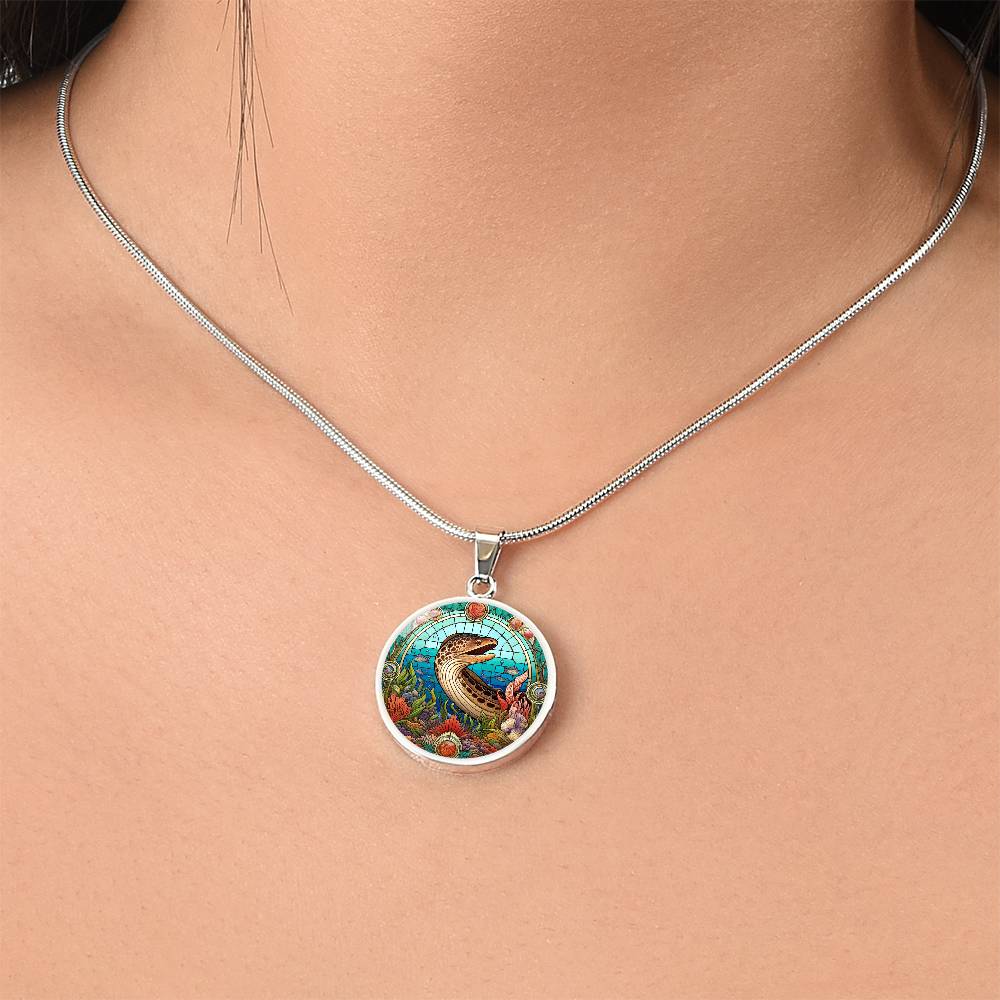 The Spotted Moray Eel Circle Pendant Necklace