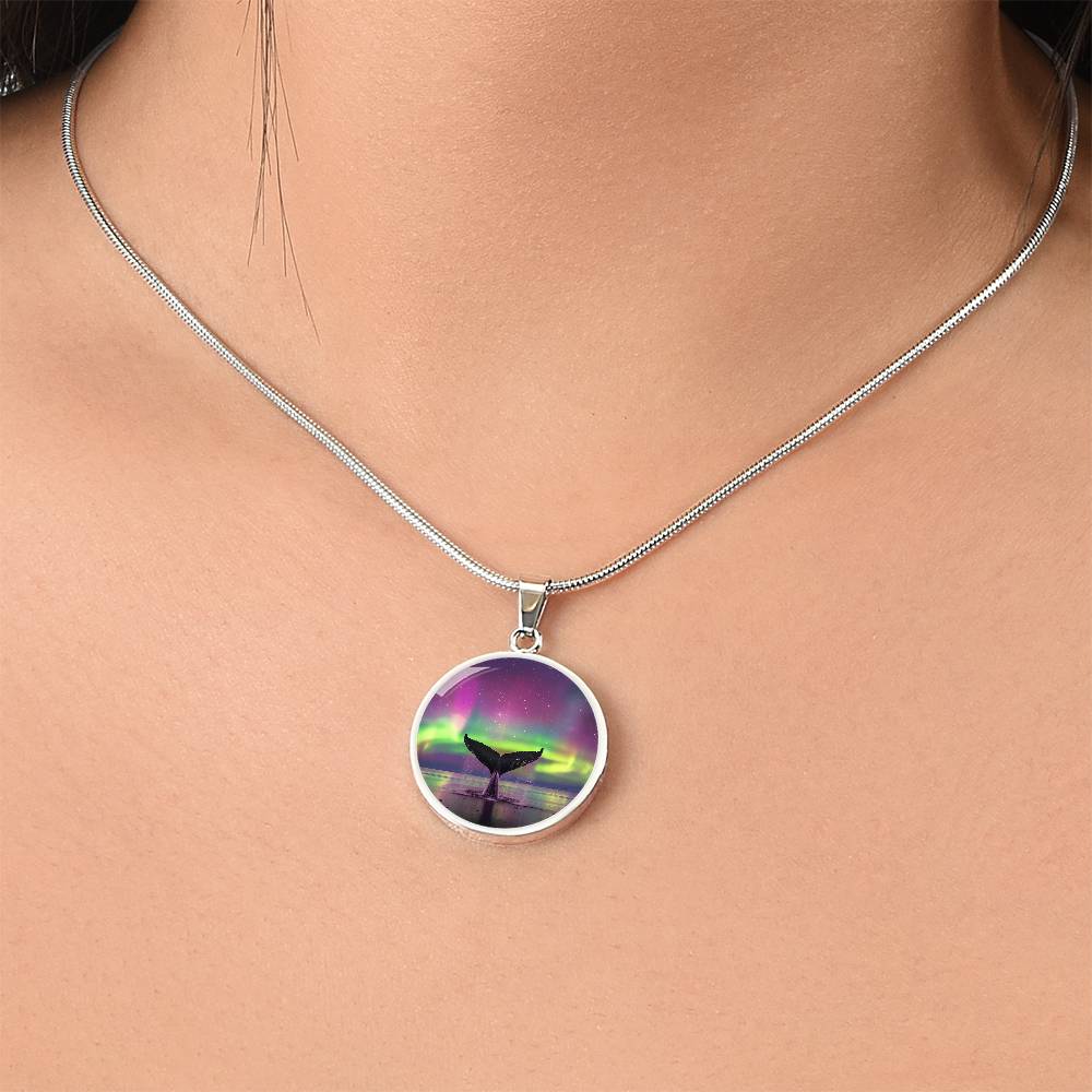 The Aurora Whale Tail Circle Pendant Necklace