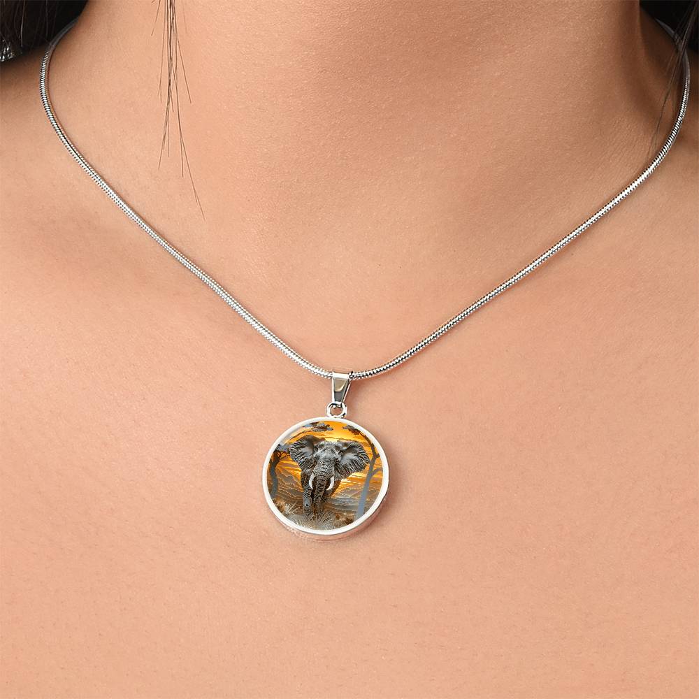 The Regal Elephant Circle Pendant Necklace