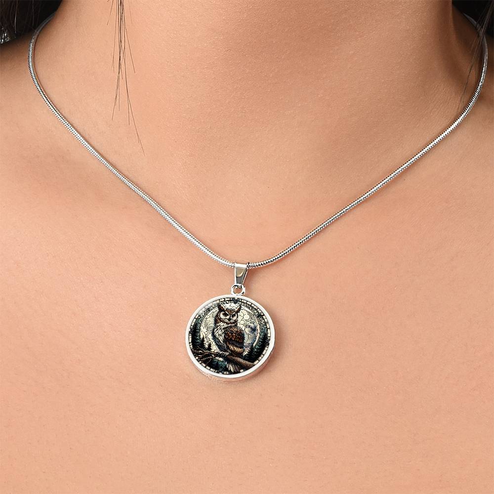 The Brown Owl Circle Pendant Necklace