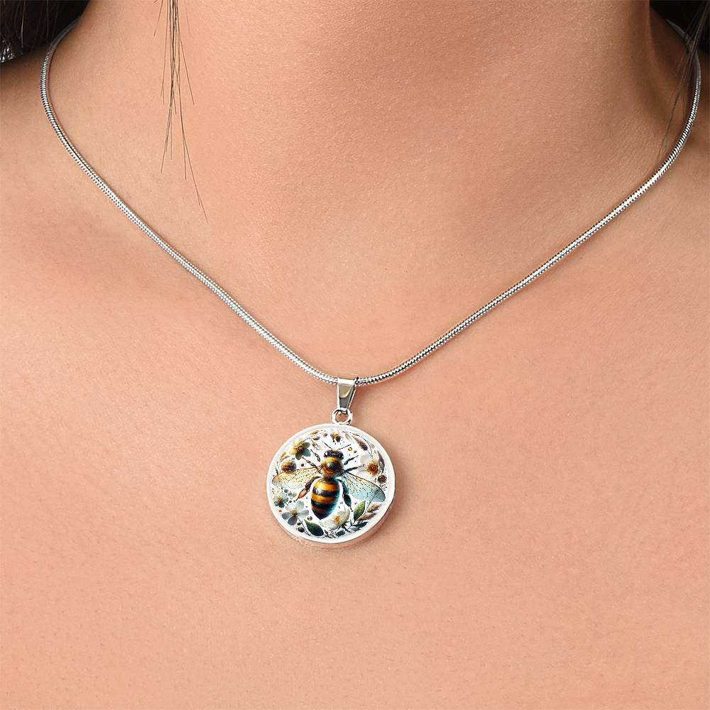 The Honeybee Circle Pendant Necklace