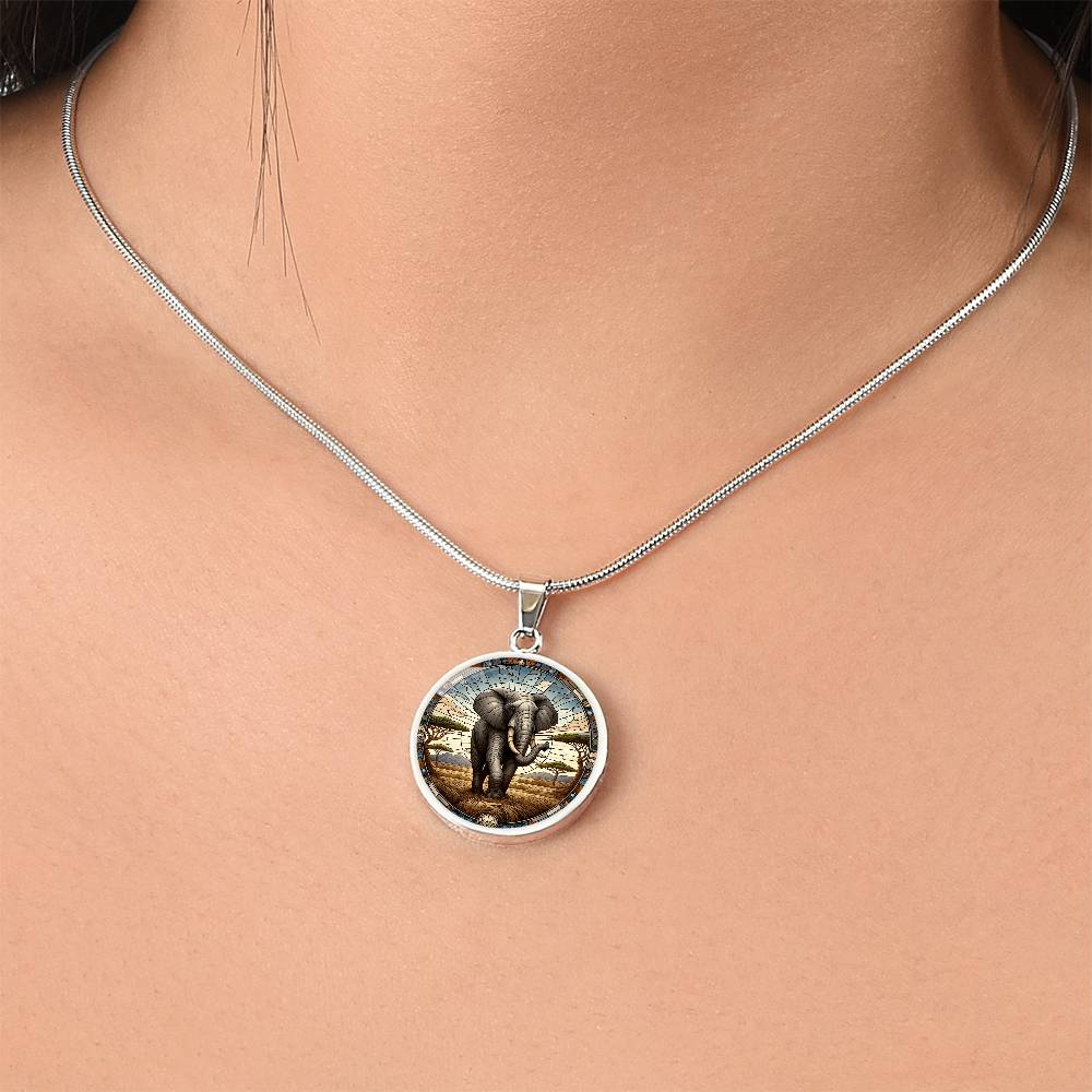 The Majestic Elephant Circle Pendant Necklace