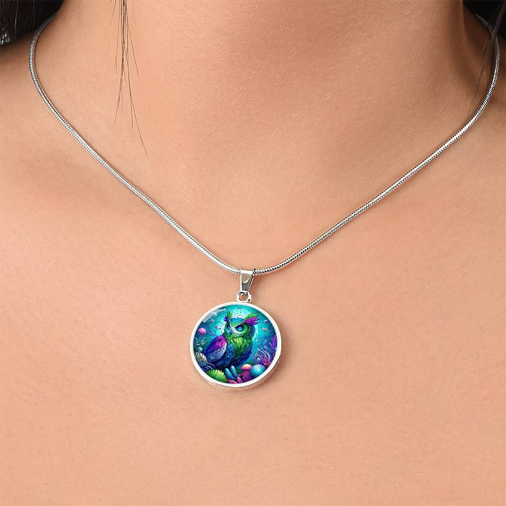 The Reef Owl Circle Pendant Necklace