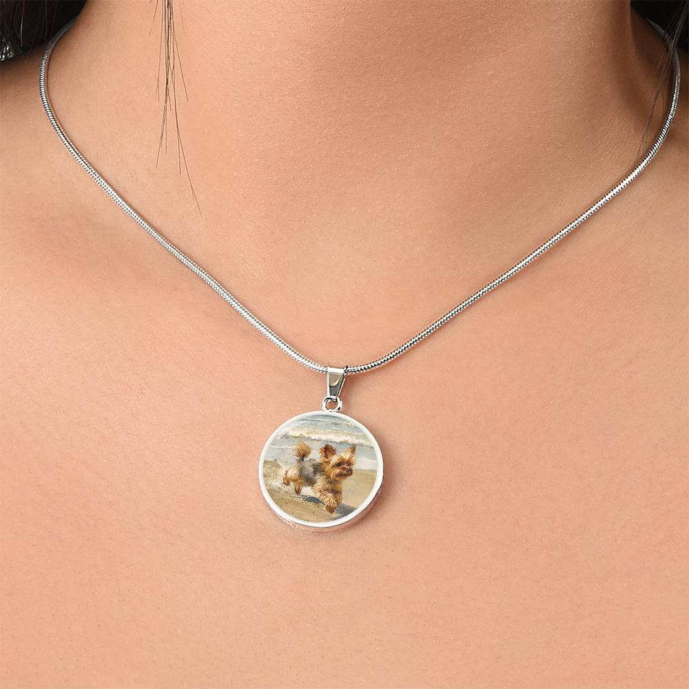 The Beach Yorkie Pendant Necklace