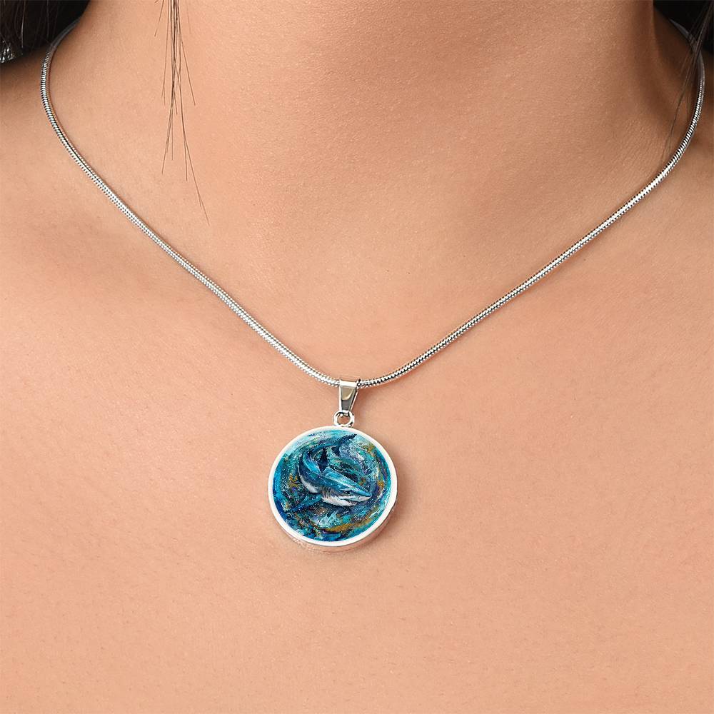 The Swirling Shark Circle Pendant Necklace