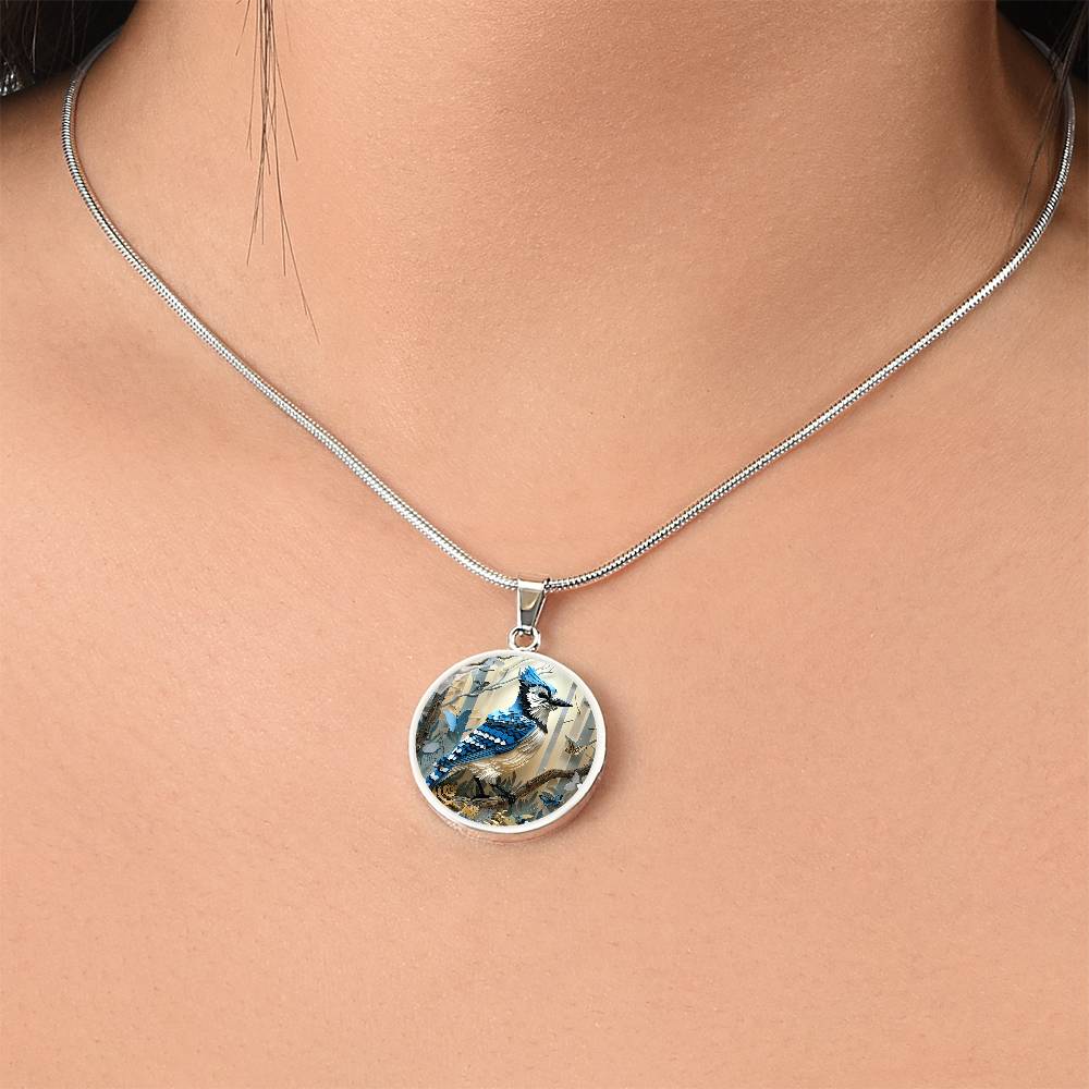 The Blue Jay Circle Pendant Necklace