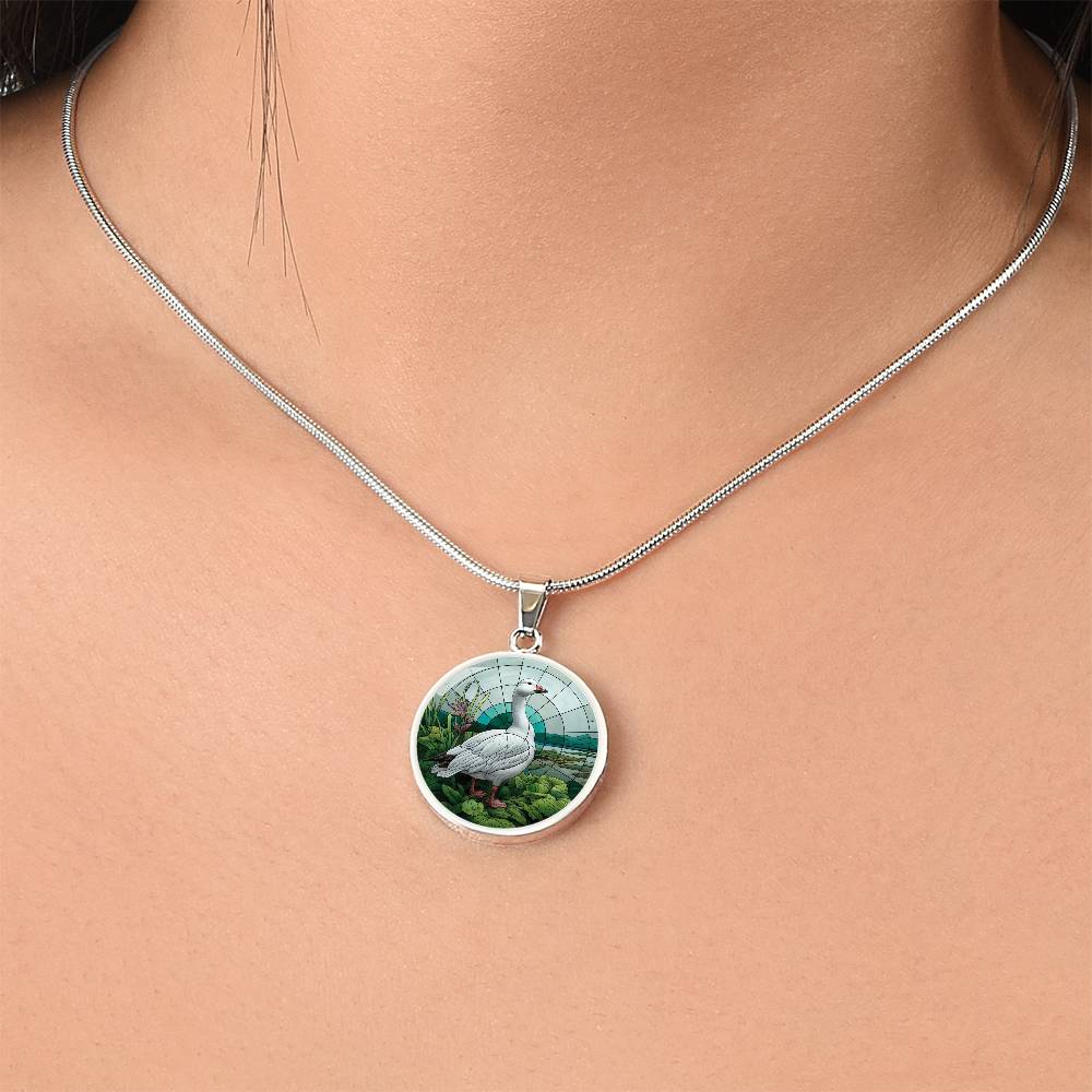 The Snow Goose Circle Pendant Necklace