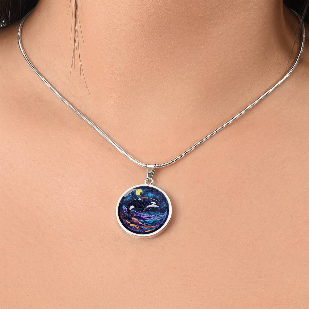 The Starry Orca Circle Pendant Necklace