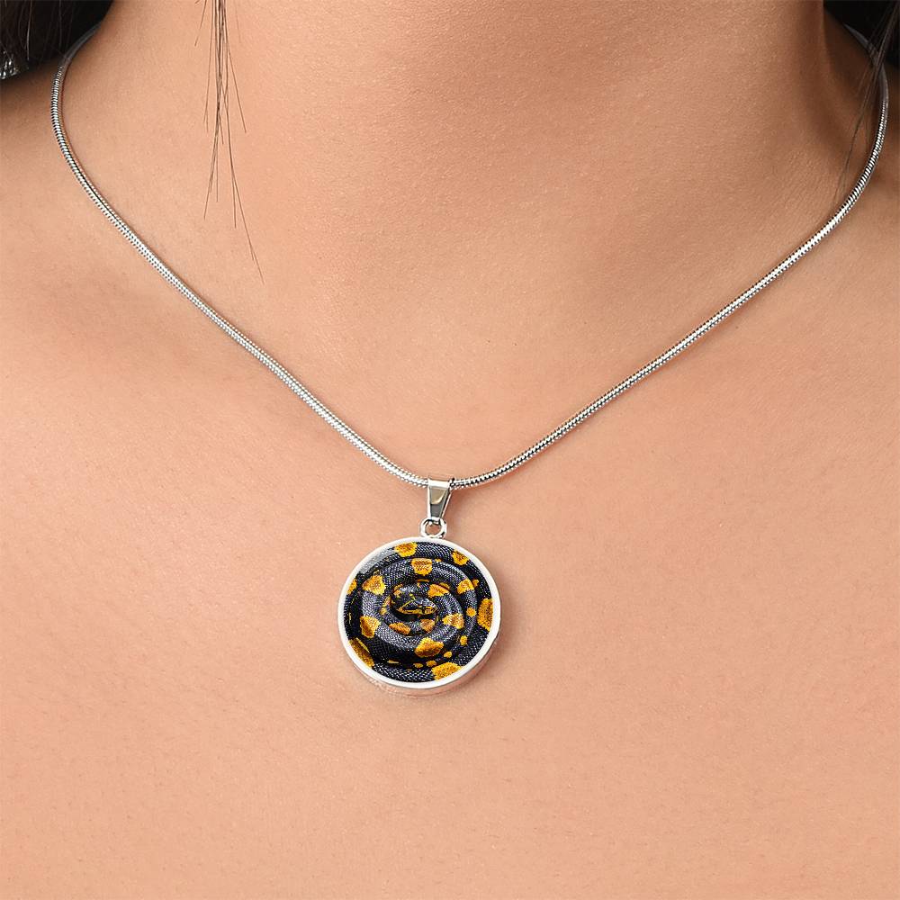 The Black Gold Serpent Circle Pendant Necklace