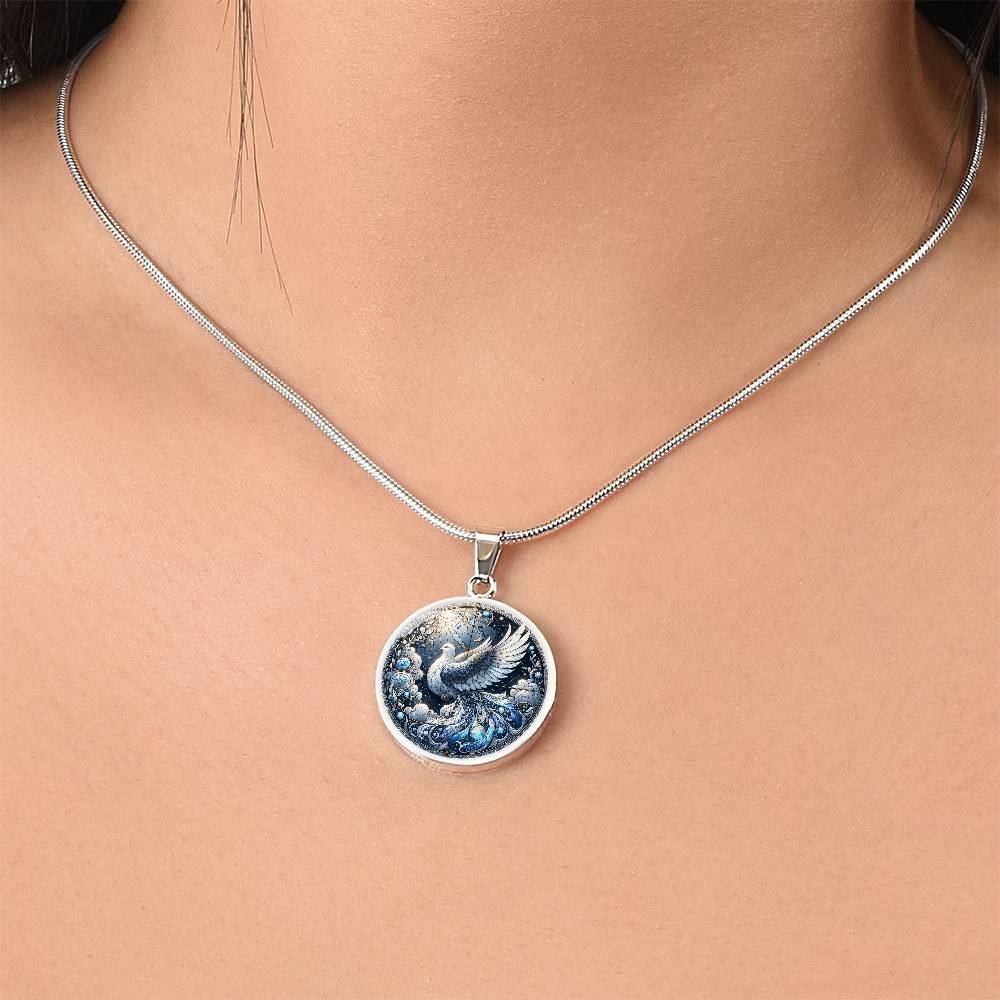 The Celestial Dove Circle Pendant Necklace