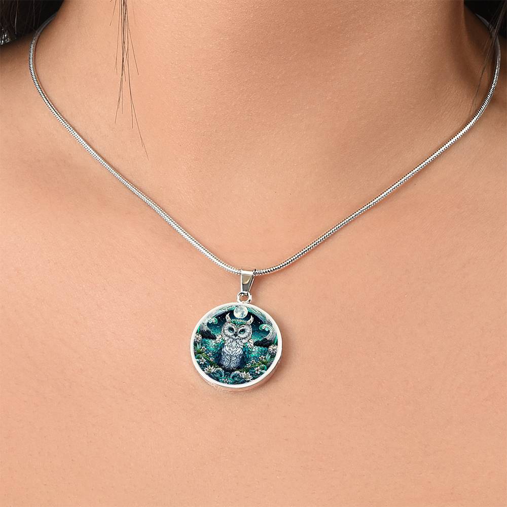 The Lake Owl Circle Pendant Necklace