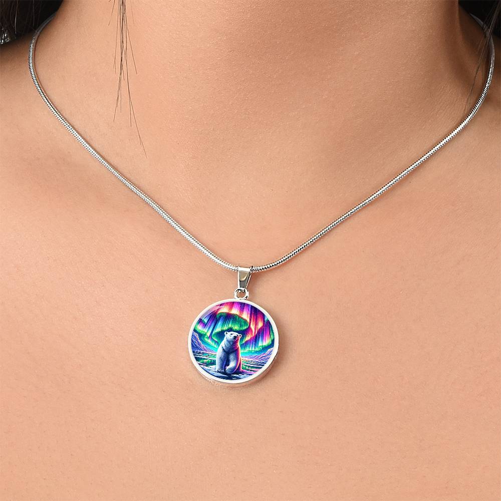 The Aurora Bear Circle Pendant Necklace