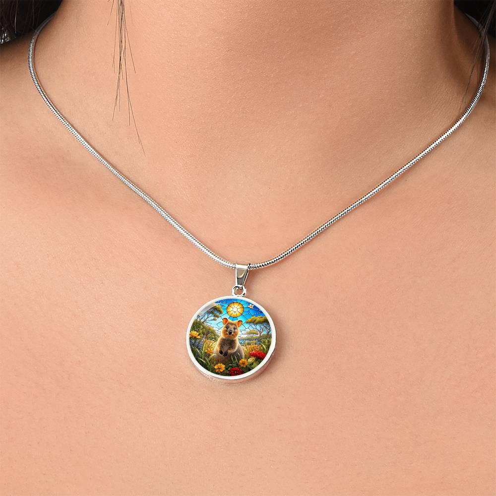 The Sunlit Quokka Circle Pendant Necklace