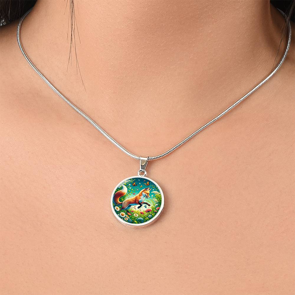 The Meadow Fox Circle Pendant Necklace