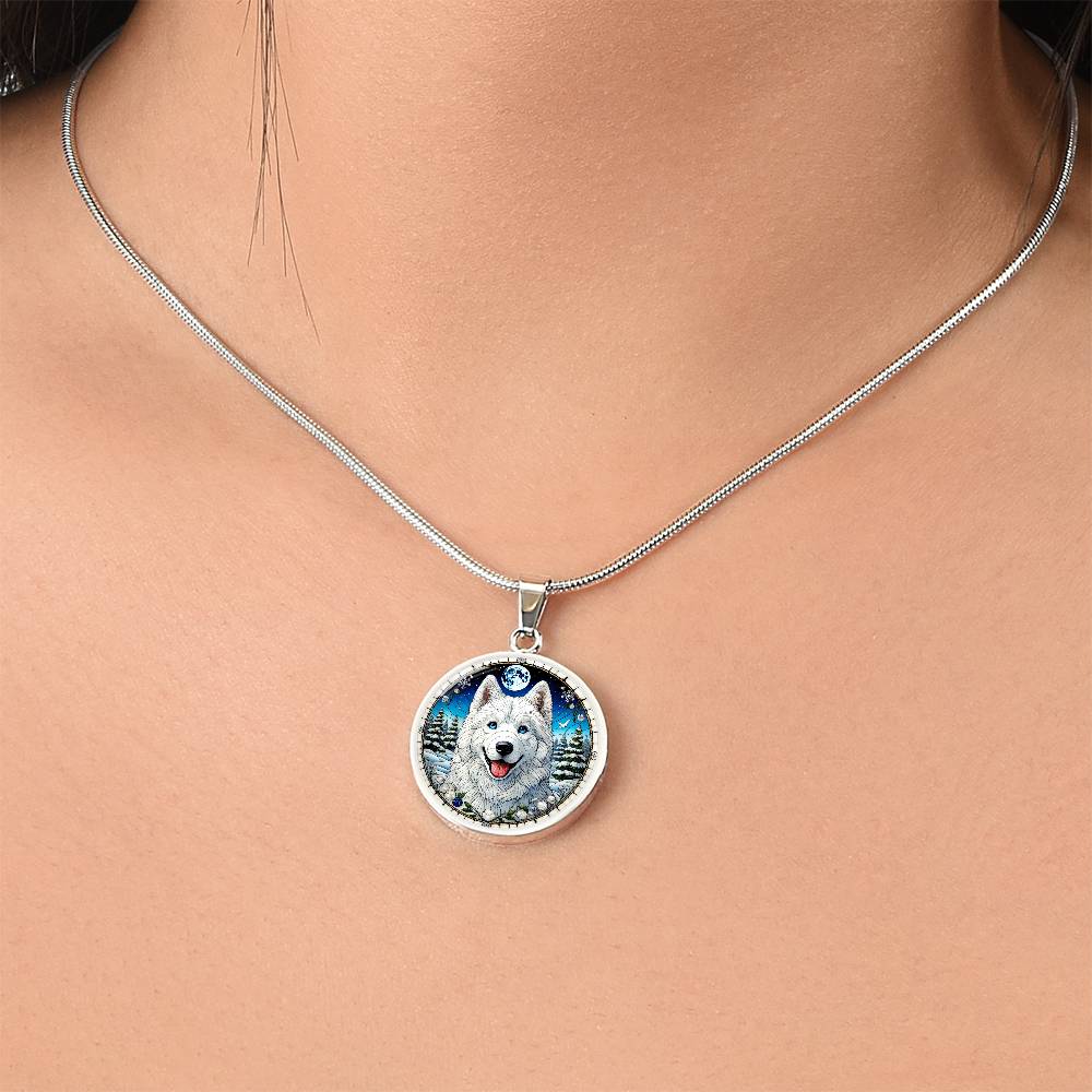 The White Husky Pendant Necklace