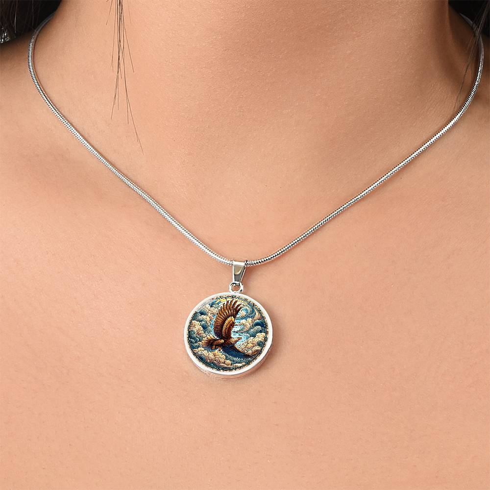 The Majestic Eagle Circle Pendant Necklace