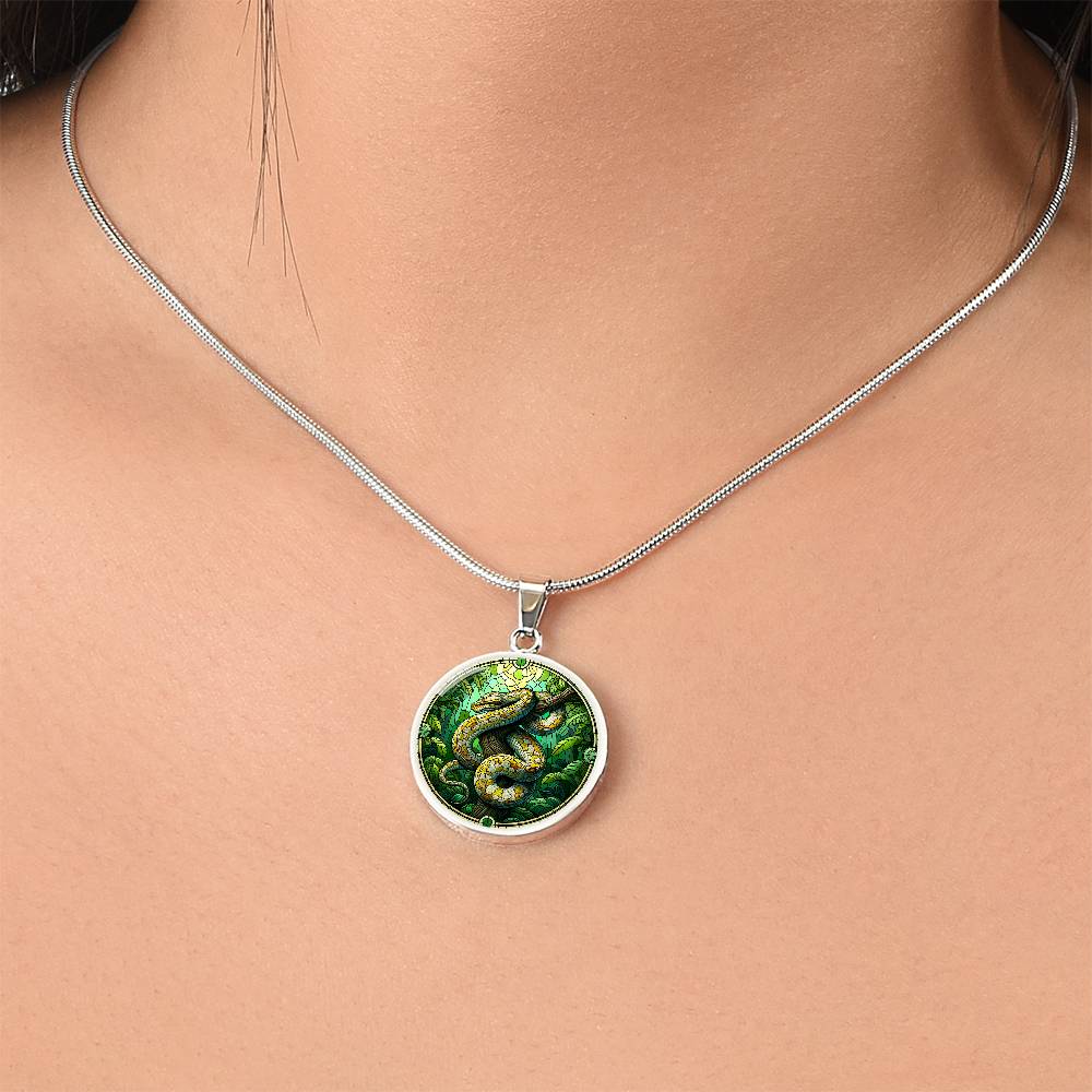 The Burmese Python Circle Pendant Necklace