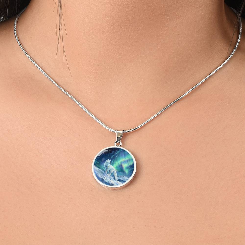 The Aurora Fox Circle Pendant Necklace