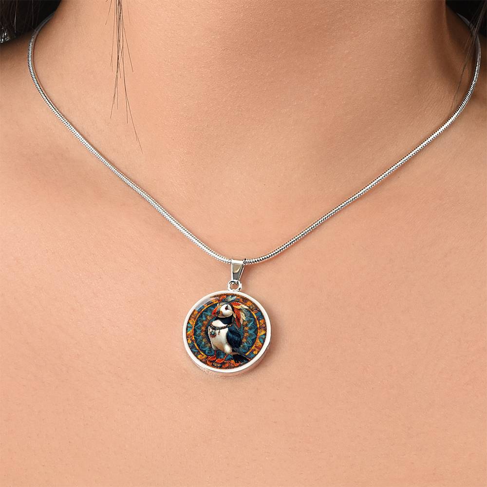 The Boho Puffin Circle Pendant Necklace