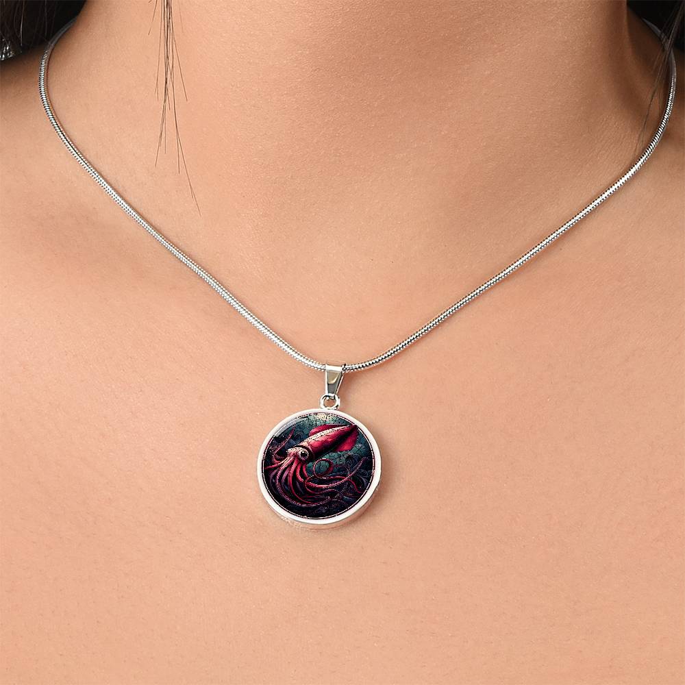 The Deep Sea Squid Circle Pendant Necklace