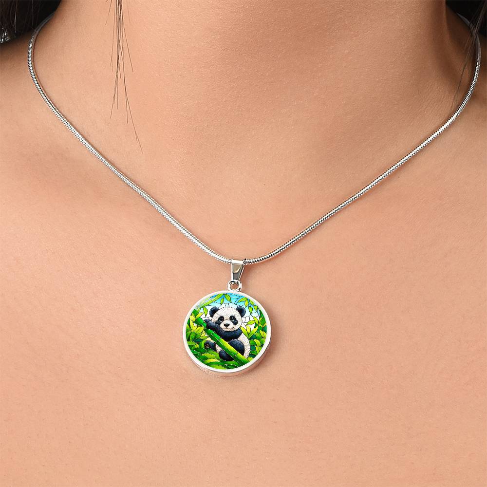 The Baby Panda Circle Pendant Necklace