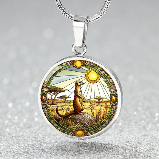 The Savannah Meerkat Circle Pendant Necklace