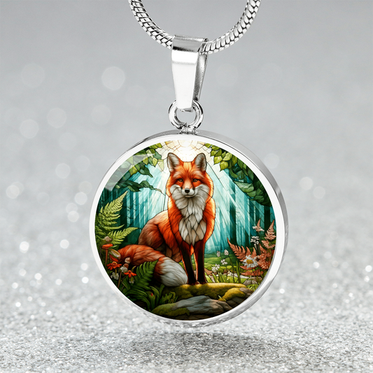 The Red Fox Circle Pendant Necklace