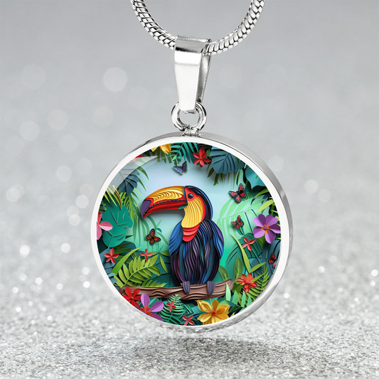 The Tropical Toucan Circle Pendant Necklace