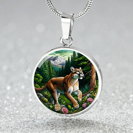 The Mountain Lion Circle Pendant Necklace