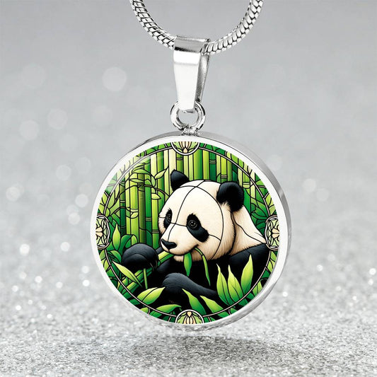 The Peaceful Panda Circle Pendant Necklace